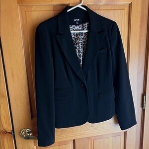 Apt. 9 Women's Elegant Black Blazer with Leopard Lining